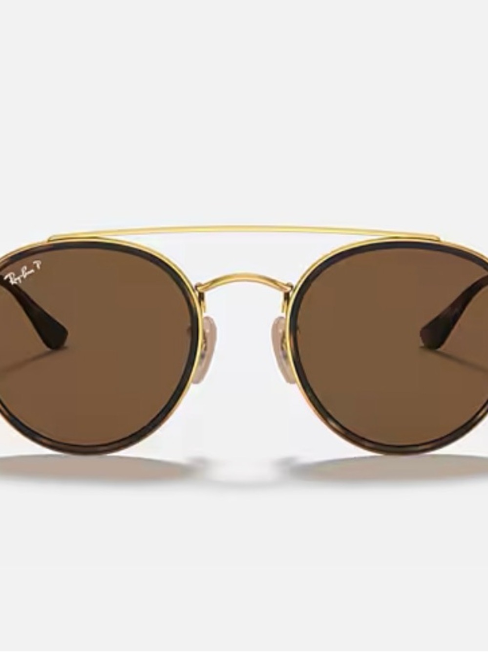 Ray-Ban Gold Frame Round Sunglasses with Brown Lenses